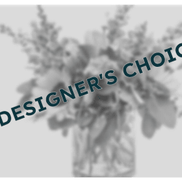 Blurred bouquet in a glass vase with a diagonal text overlay