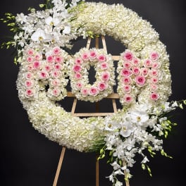 Large round spray with letters