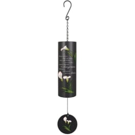 Black hanging wind chime with white calla lily designs