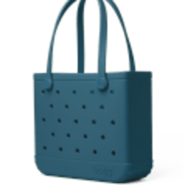 Teal perforated tote bag with double handles