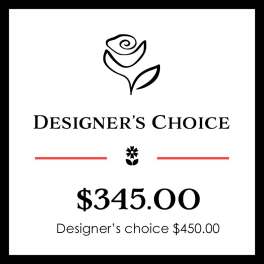 Designer's choice floral product card with a rose icon and price text