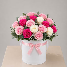 Blush & Pink Rose Hat Box – Tall