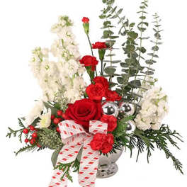 Candy Cane Carnations Christmas Arrangement
