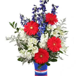 Red, White & Beautiful Bouquet of Flowers