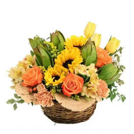 Brightly Joyful Basket Arrangement