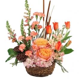 Serene Sunset Basket Arrangement