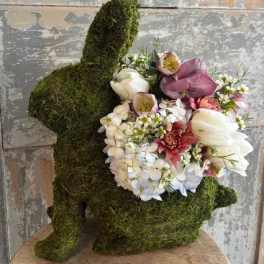 Moss Bunny With Spring Blooms