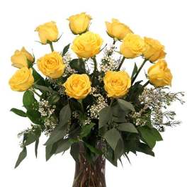 Dozen Yellow Roses Flower Arrangement
