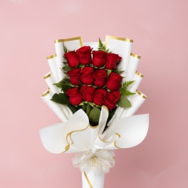 Signature Flat Red Rose Bouquet