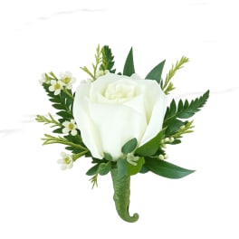 Single White Rose Boutonnière