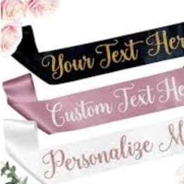 Decorative ribbon banners with customizable text and floral accents