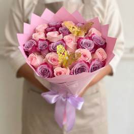 25 Roses Pink & Purple Ramo Buchon
