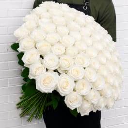 100 WHITE ROSE BOUQUET