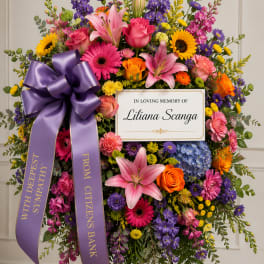 Vibrant Garden Tribute Standing Spray