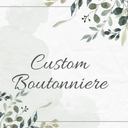 Custom boutonniere text on a white floral watercolor background