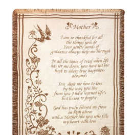 Decorative woven blanket with a Mother appreciation message