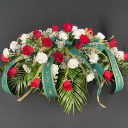 Rosy Day Casket Spray