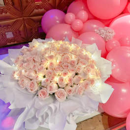 [FRESH FLOWER] 99 sweet Pink rose elegant pearl bouquet