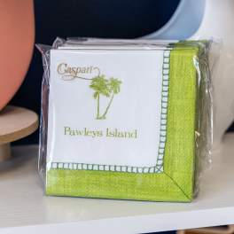 Packaged napkins with Pawleys Island text and a palm tree design