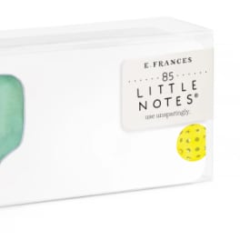Packaged notepad with a mint paddle illustration and yellow dot