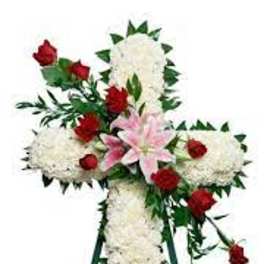 White Cross Standing Spray