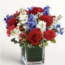 Red, white and blue bouquet