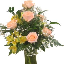 Half dozen roses and alstroemeria