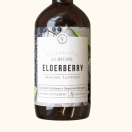 Amber bottle of elderberry immune support supplement