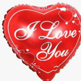 Red heart-shaped balloon with "I Love You" text