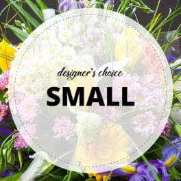 Mixed bouquet with pink, yellow, white, and purple flowers