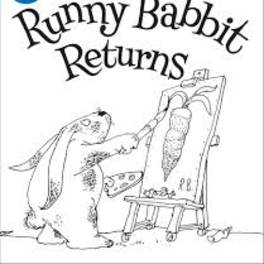 Book cover with a rabbit painting a carrot on an easel