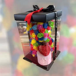 Multi Colour Rose Bear