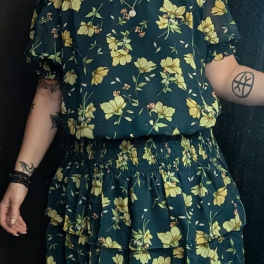 Plus Green Floral Dress