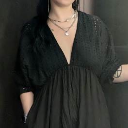 Lace Trim Midi Dress BLACK