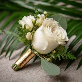 White Corsage & Boutonniere Combo