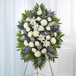 Blue Funeral Standing Spray