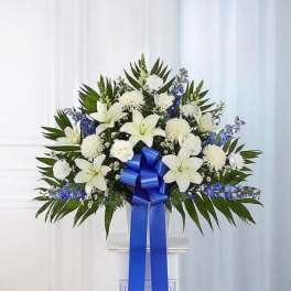 Heartfelt Sympathies Blue Standing Basket