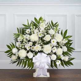 Heartfelt Tribute White Floor Basket