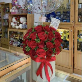 Red roses with Bubble Balloon