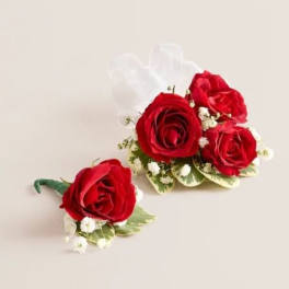 Red Rose Flower Corsage & Boutonniere