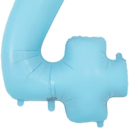 Light blue foil balloon shaped like the number 4