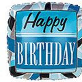 18" Blue Square Happy Birthday Mylar
