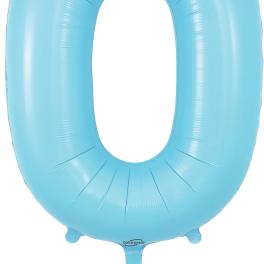 Light blue number 0 foil balloon on a white background