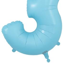 Blue foil balloon shaped like the number 3