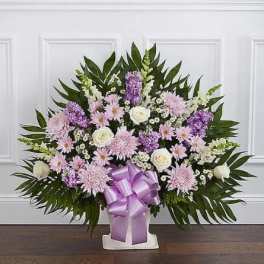 Heartfelt Tribute Lavender Floor Basket