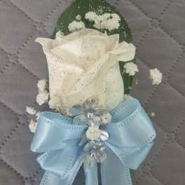 WINTER WHISPE ROSE BOUTONNIERE