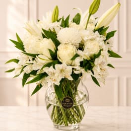 white lilies with roses