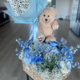 Teddy & Blue Skies Basket