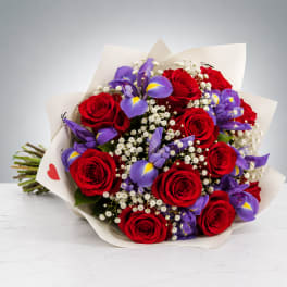 Red Rose & Purple Iris Mixed Bouquet