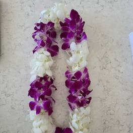 Double Orchid Lei - Purple & White
